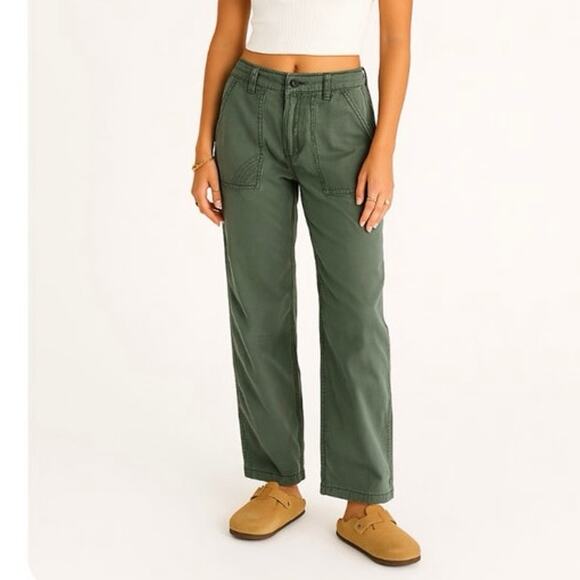 Free People Pants - Vintage Y2K Free People Low Slung Baggy Boho Grunge Army Green Utility Pants 8